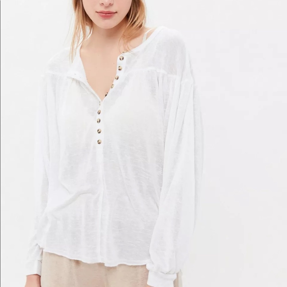 White long sleeve shirt Urban Outfitters Tahoe sheer top light weight
